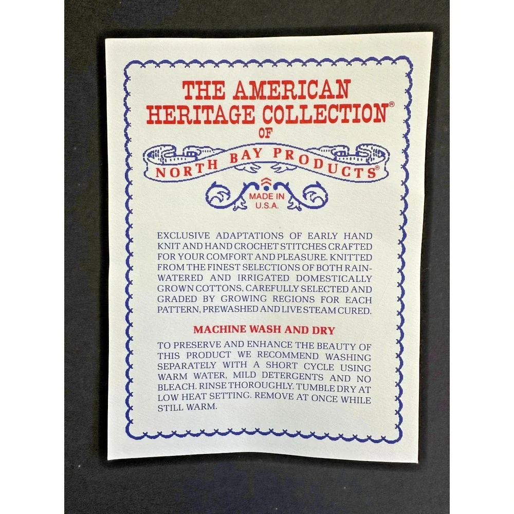 American Heritage North Bay Product Soft Spun Cotton‎ Hand Knit Throw Cream USA